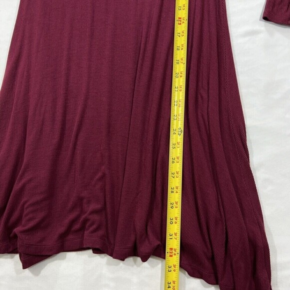 American Eagle Soft & Sexy Long Sleeve Burgundy‎ Ribbed Swing Mini Dress Size M - Picture 7 of 10